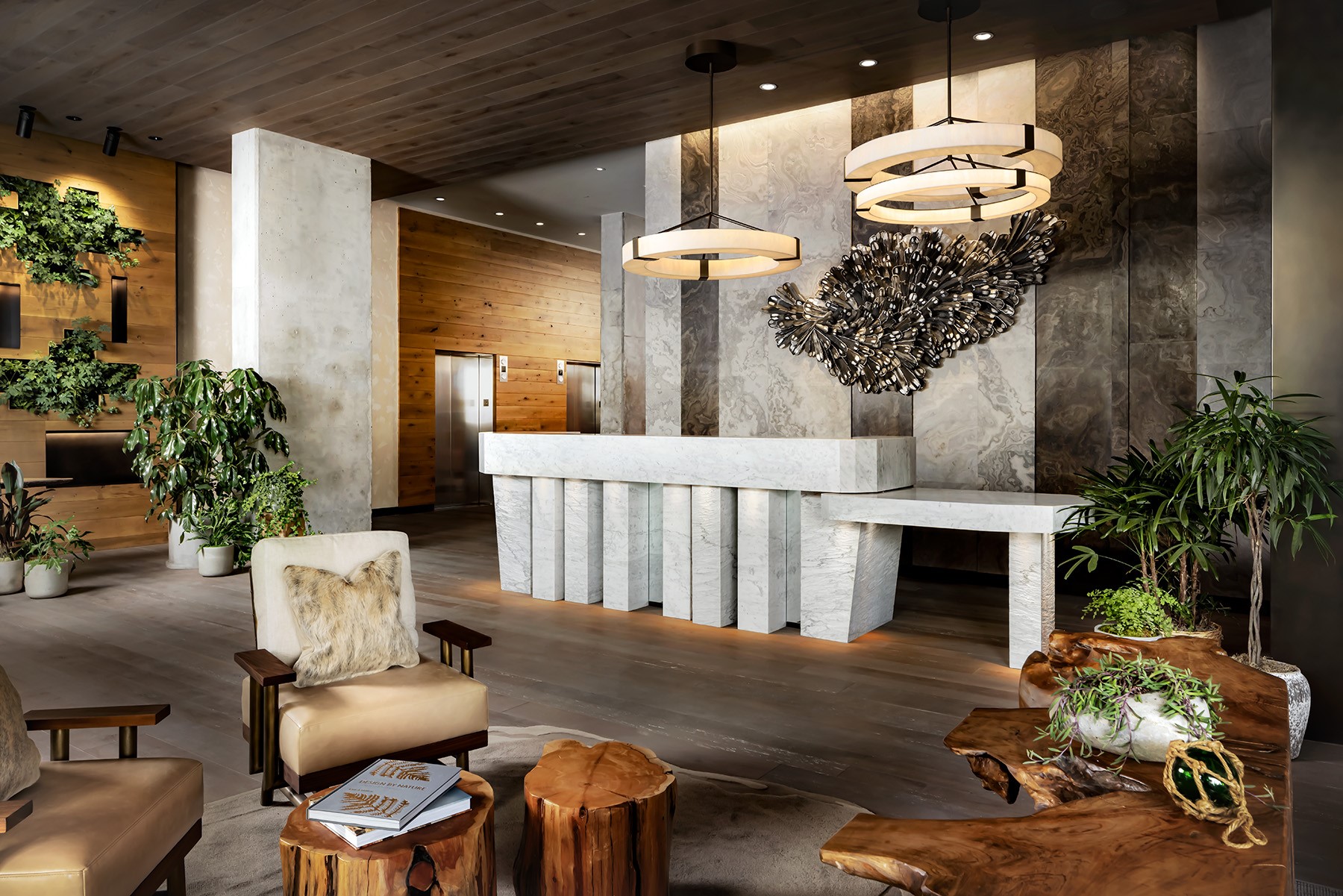 The lobby of 1 Hotel, Toronto
