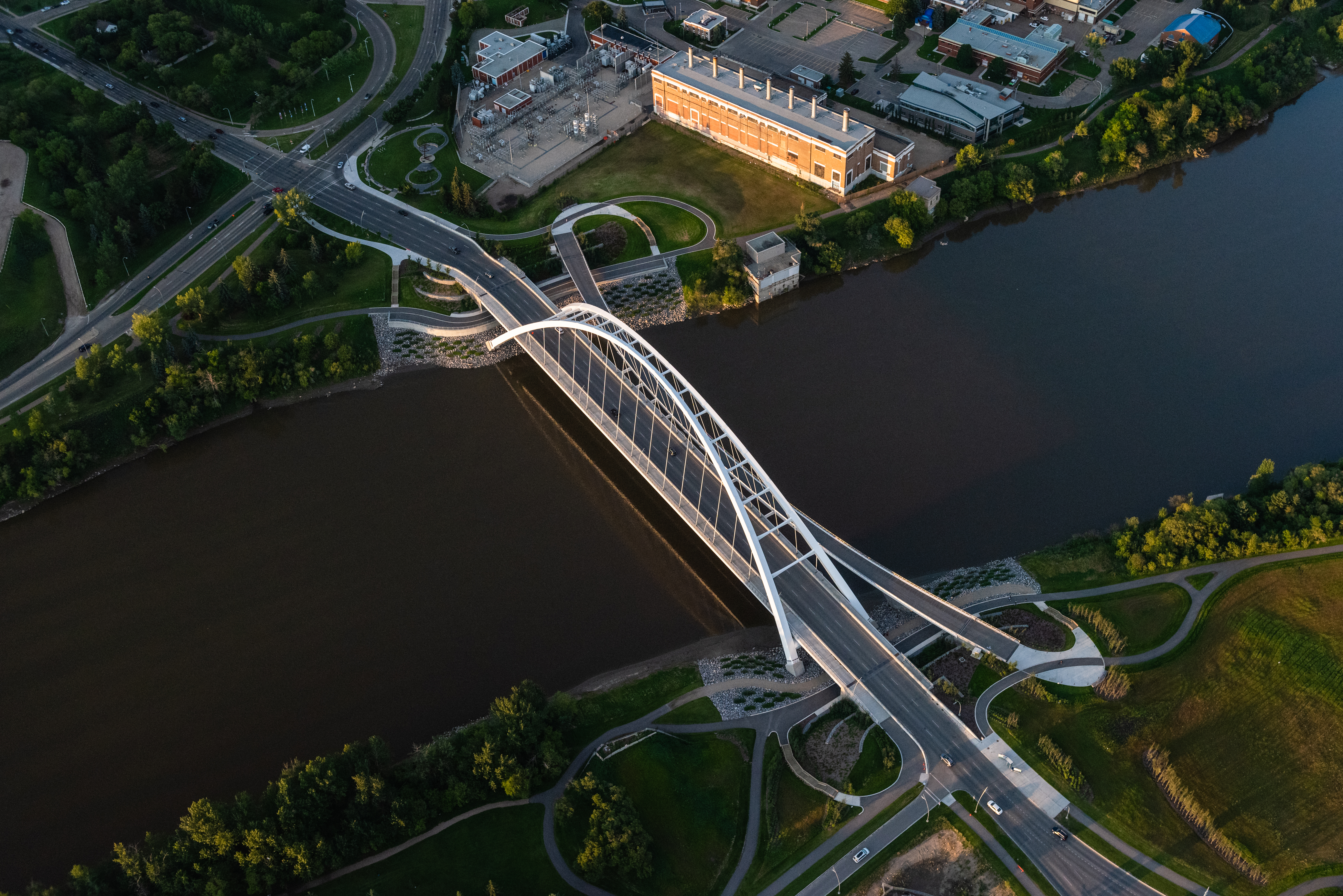 Aerial view of Rossdale Power Plant, Edmonton