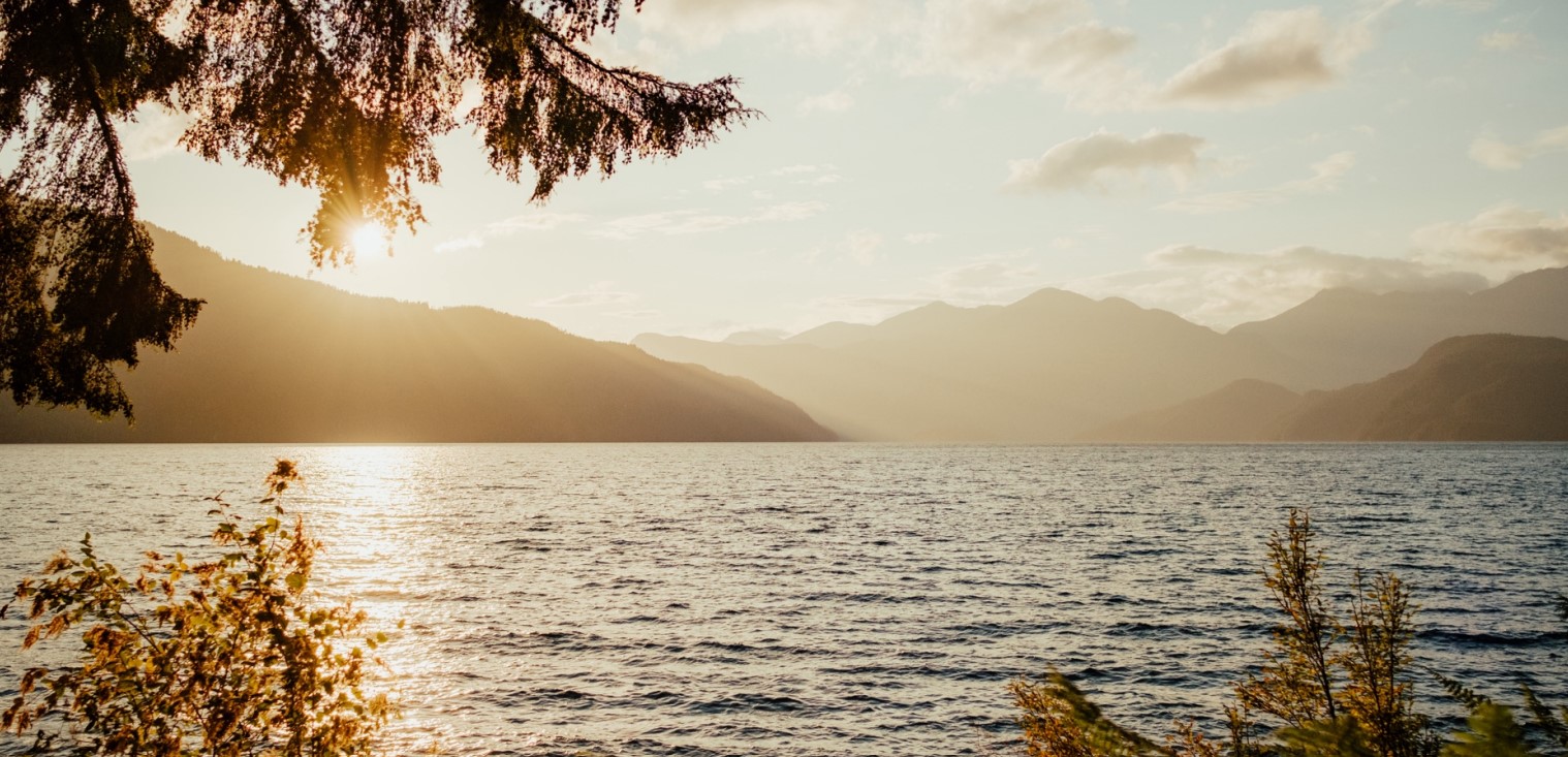 Ocean with mountains in the distance